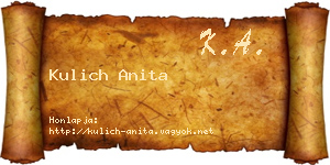 Kulich Anita névjegykártya