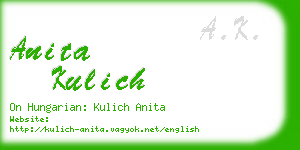 anita kulich business card